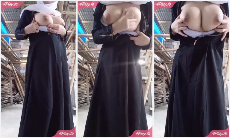 Bokep Putri hijab binal mainin toket di gudang